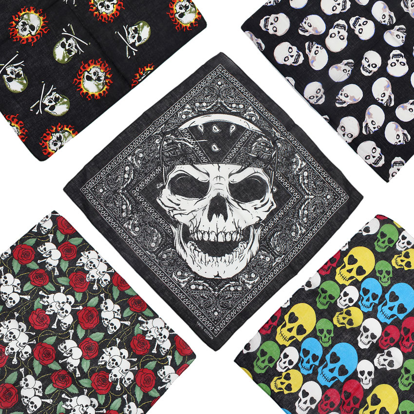 Cycle Zone - Pañuelo cuadrado de calavera para hombre