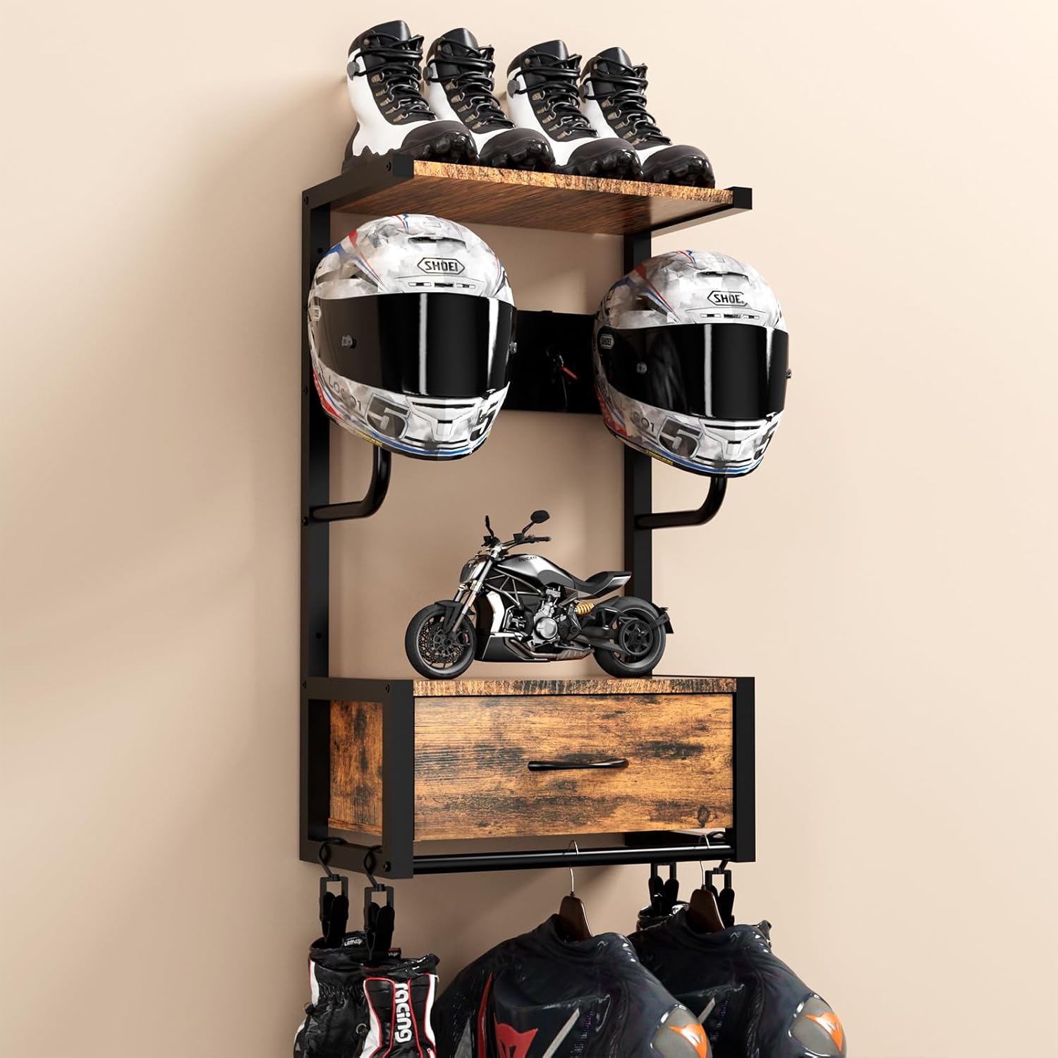 Cycling Gear Organiser - Soporte para casco de motocicleta, estante