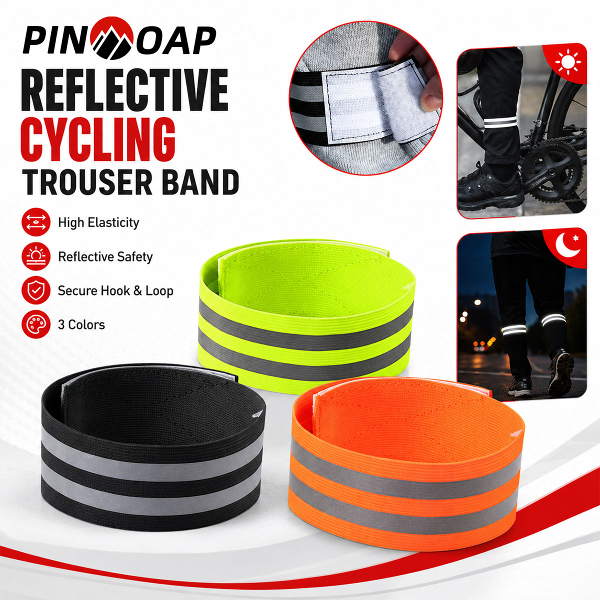 Cycling Gear Pants - PINMOAP 1/2PCS Correa Reflectante para Pantalones